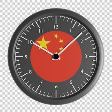 Wall clock with the flag of Peoples Republic of China Stock Illustration