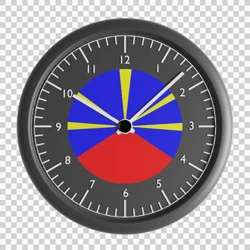 Wall clock with the flag of Reunion Radiant Volcano Stock Illustration