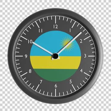 Wall clock with the flag of Rwanda Stock Illustration