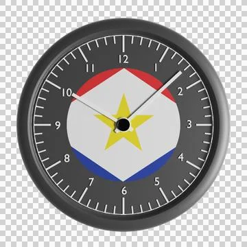 Wall clock with the flag of Saba Stock Illustration