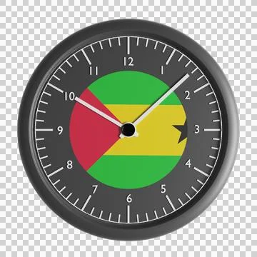 Wall clock with the flag of Sao Tome and Principe Stock Illustration
