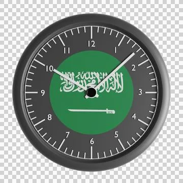 Wall clock with the flag of Saudi Arabia Stock Illustration