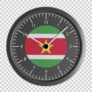 Wall clock with the flag of Suriname Stock Illustration