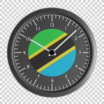 Wall clock with the flag of Tanzania Stock Illustration