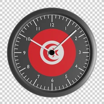 Wall clock with the flag of Tunisia Stock Illustration
