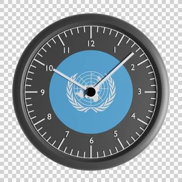 Wall clock with the flag of United Nations Stock Illustration