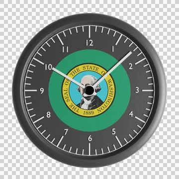 Wall clock with the flag of Washington Stock Illustration