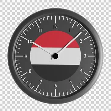 Wall clock with the flag of Yemen Stock Illustration