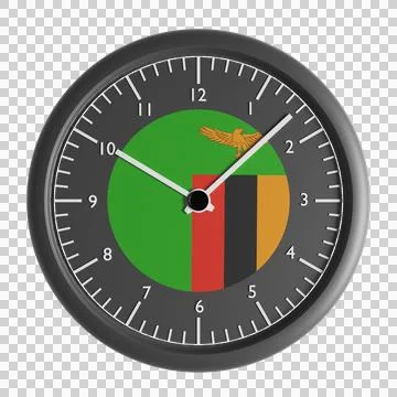 Wall clock with the flag of Zambia Stock Illustration