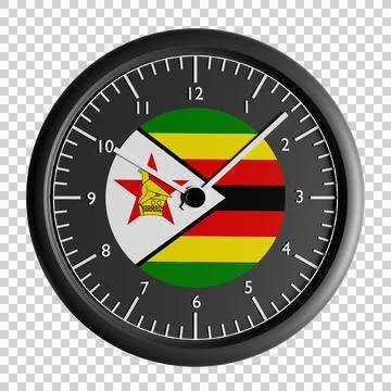 Wall clock with the flag of Zimbabwe Stock Illustration