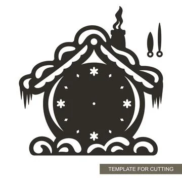 Wall clock in the form of a hut.  Ilustración de archivo