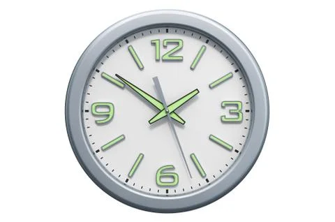 Wall clock front view, 3D rendering Stock Illustration