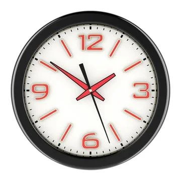 Wall clock, front view. 3D rendering Stock Illustration