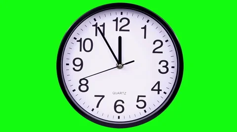 Wall clock on a green background 23:55 Video stock 58247191