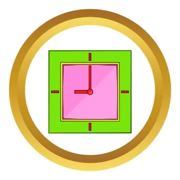 Wall clock with green rim vector icon Stock Illustration