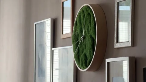 Wall clock with hands. Home decor in the kitchen. Stock Footage 301177661