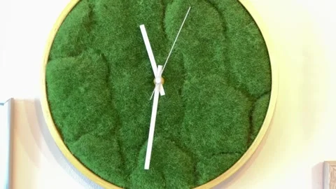 Wall clock with hands. Home decor in the kitchen. Stock Footage 301177667