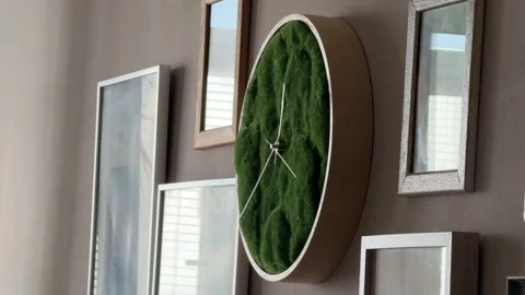 Wall clock with hands. Home decor in the kitchen. Stock Footage 301177756