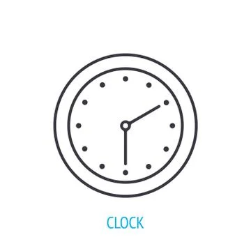 Wall clock with hour and minute hand. Outline icon. Vector illustration Stock Illustration
