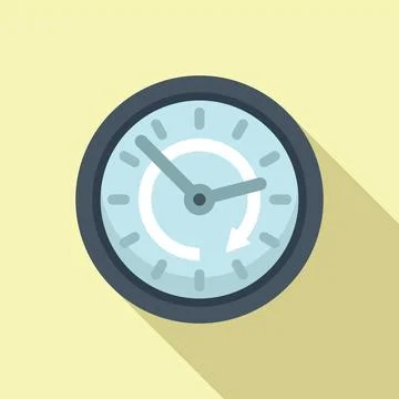 Wall clock hour duration icon flat vector. Event schedule Stock Illustration