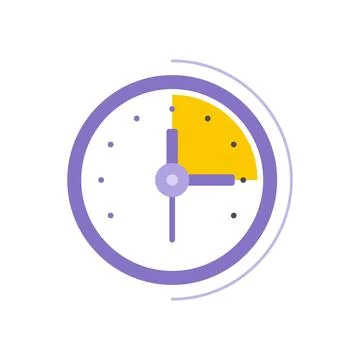 Wall clock with hour, minute and second arrows icon vector. Rounded clock f.. Stock Illustration