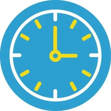 Wall clock icon blue time schedule symbol Stock Illustration