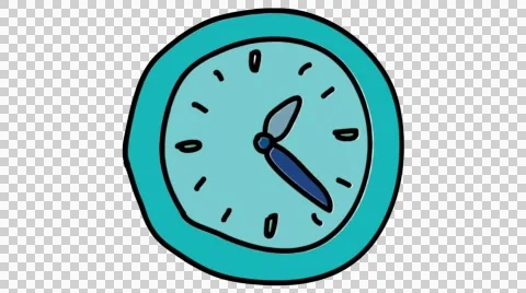 Wall clock icon cartoon hand drawn illustration animation sketch transparent Stock Footage 44947475