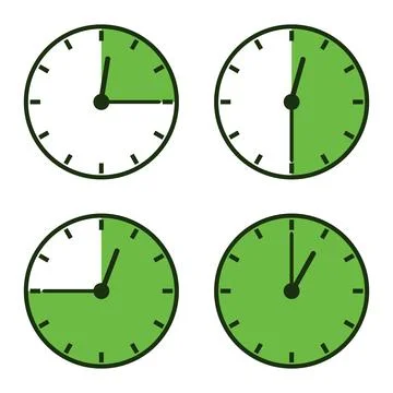 Wall clock icon with dial. Wall clock with time intervals isolated on white Stock Illustration