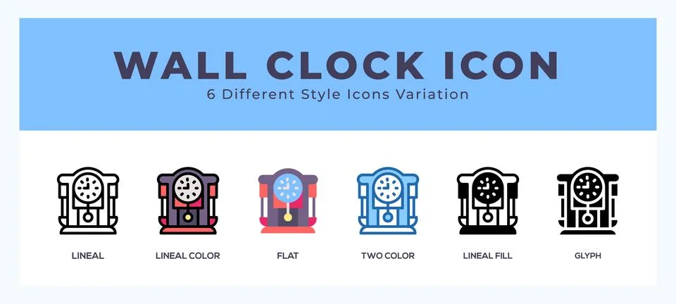Wall clock icon in different style vector illustration. 스톡 일러스트
