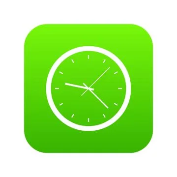 Wall clock icon digital green Illustrazione stock