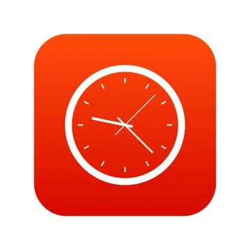 Wall clock icon digital red Illustrazione stock