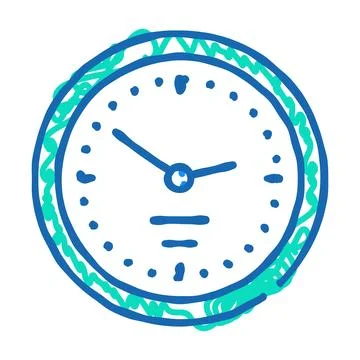 Wall clock icon doodle illustration Stock Illustration