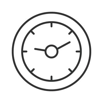 Wall clock icon in line design. wall clock, cafe schedule, coffee shop time Stock Illustration