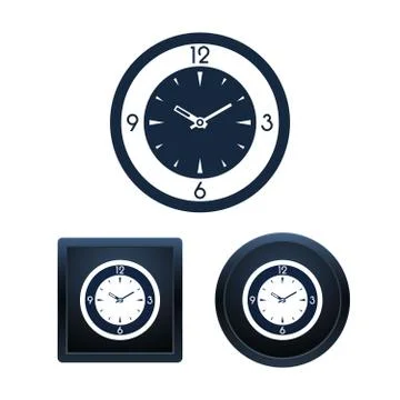 Wall clock icon set, isolated vector illustrations Illustrazione stock