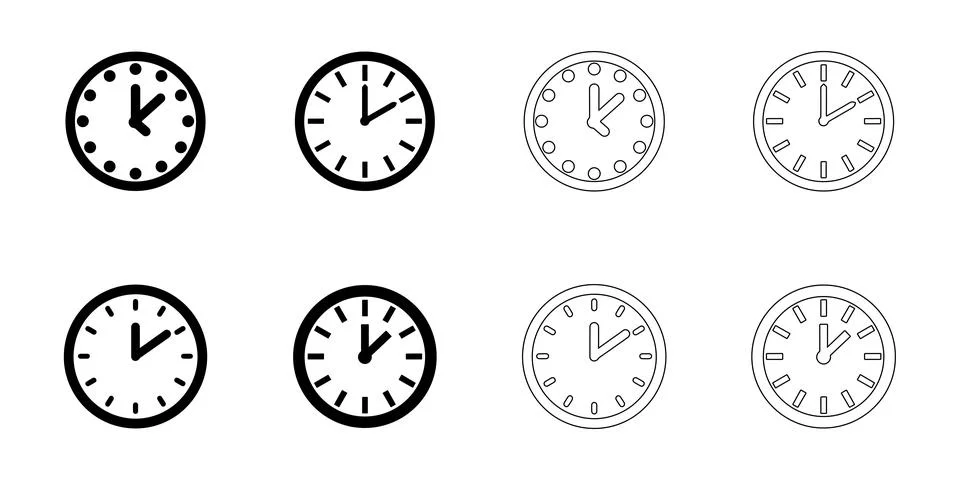 Wall clock icons set Stock Illustration
