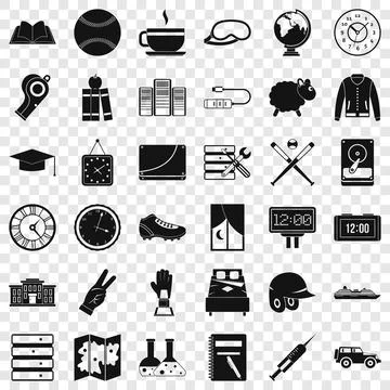 Wall clock icons set, simple style Stock Illustration