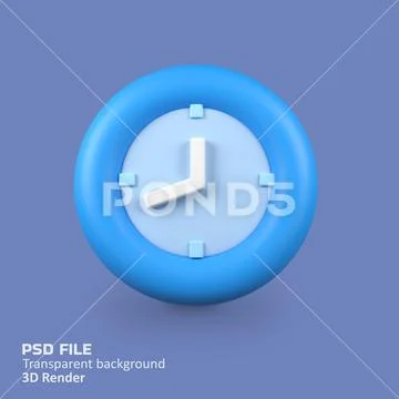 Wall clock isolated 3d render icon illustration PSD Template
