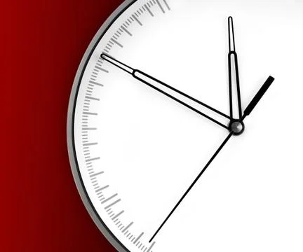 Wall clock, isolated on red background Stock Photos