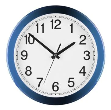 Wall clock isolated on white background. Ten to two. Stock Photos