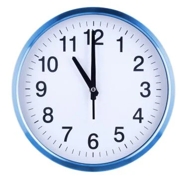 Wall clock isolated on white background. Eleven oclock. Stock Photos