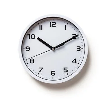 Wall clock isolated on a white background. Round white clock. Stock Photos