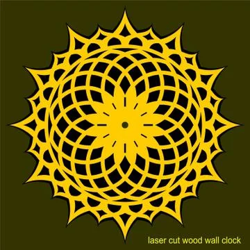 Wall clock Laser cut cnc panel design for metal, wooden room divider. Stock Illustration