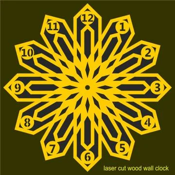 Wall clock Laser cut cnc panel design for metal, wooden room divider. イラスト素材
