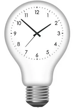 Wall clock in the light bulb Stock Illustration