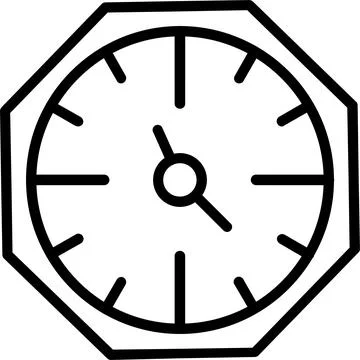 Wall Clock Line Icon Design Stock Illustration
