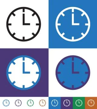 Wall Clock Line Icon Stock Illustration
