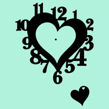 Wall Clock love design Laser cut cnc panel design for metal Stock Illustration