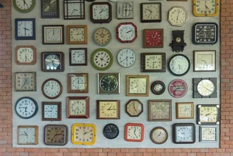Wall clock from many countries Stock Photos