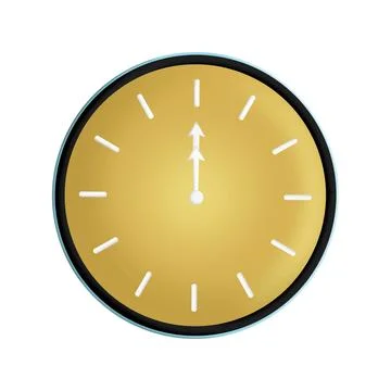 Wall Clock midnight New Year Isolated Clipart Illustration. Stock Illustration