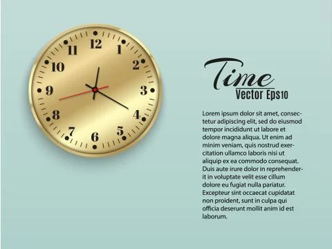 Wall clock office. Template design in vector closeup. The layout for branding Stock Illustration